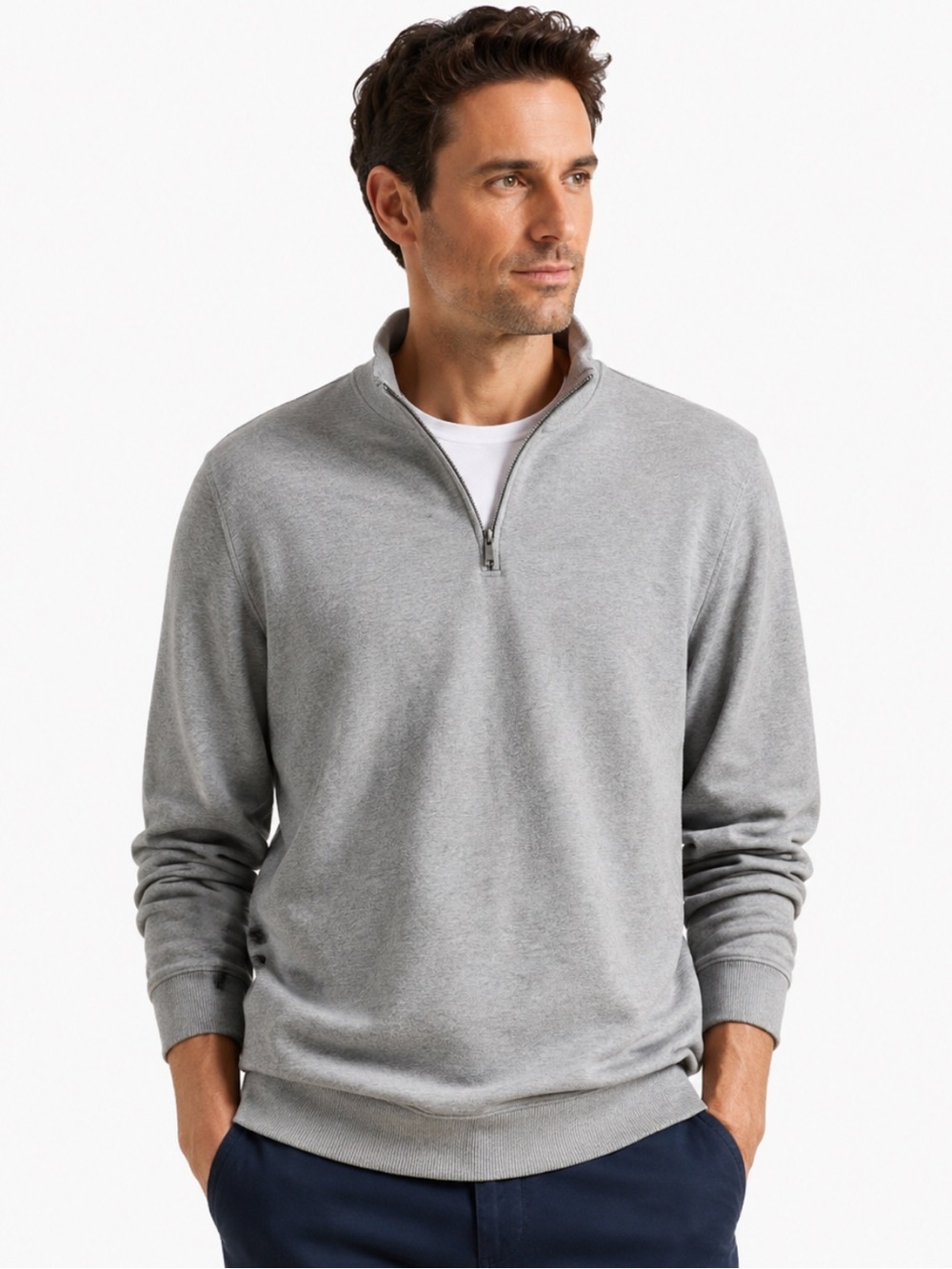 Ted Baker London 1/4 Zip Gray Peruvian Cotton
Sweater Men's Size 5 Or XL NWOT!